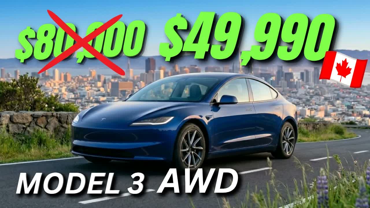 모델 3 AWD, 캐나다에서 가격표가 뒤집혔다
