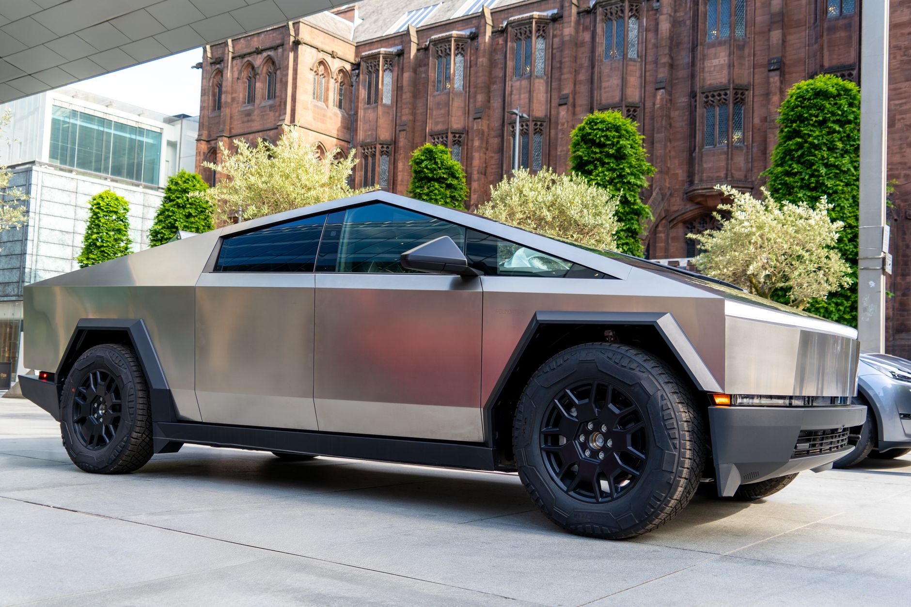 silver tesla cybertruck
